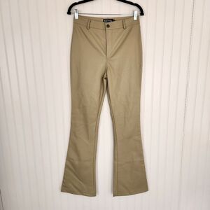 NEW MOTEL Sage Faux Leather 'Zoven' Flare High Rise Trousers size Small